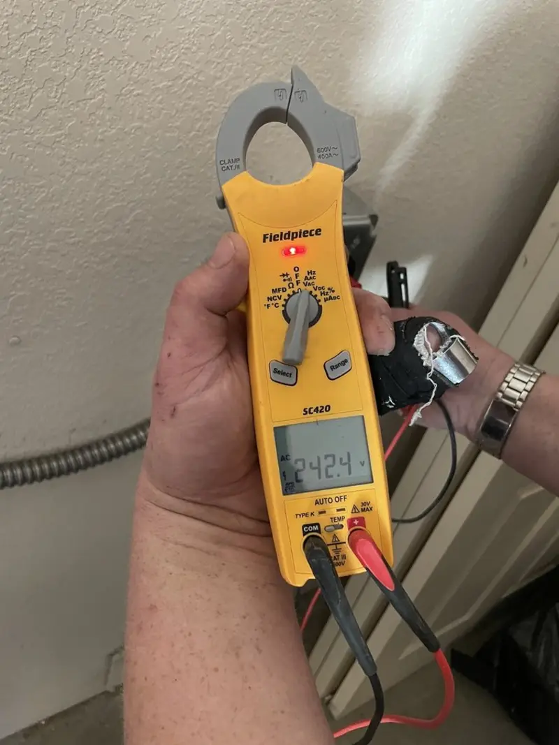 Voltage testing with clamp meter during Generator Installation in Ukiah